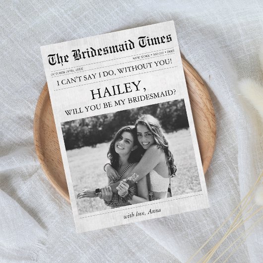 Zeitung Einzigartige Bridesmaid Foto Einladung