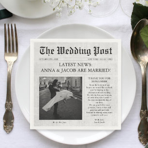 Zeitung Einzigartige Lustige Fakten Foto Hochzeit Serviette