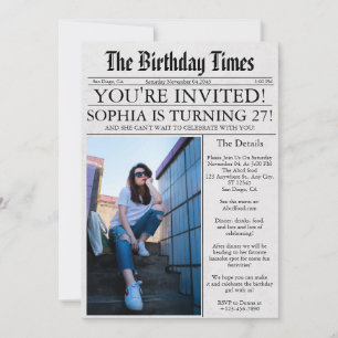 Zeitung Einzigartige Spaß-Foto 27. Geburtstagsfeie Einladung