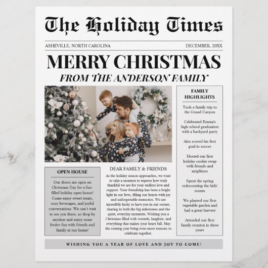Zeitung Einzigartige Weihnachtskarte Foto (Vorderseite)