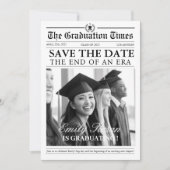 Zeitung einzigartiger eleganter Foto Abschluss Save The Date (Vorderseite)