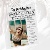 Zeitung Einzigartiger Spaß 16 . Geburtstag Geburts Einladung