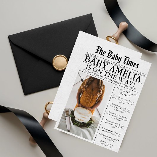 Zeitung Einzigartiger Spaß Foto ästhetische Babydu Einladung