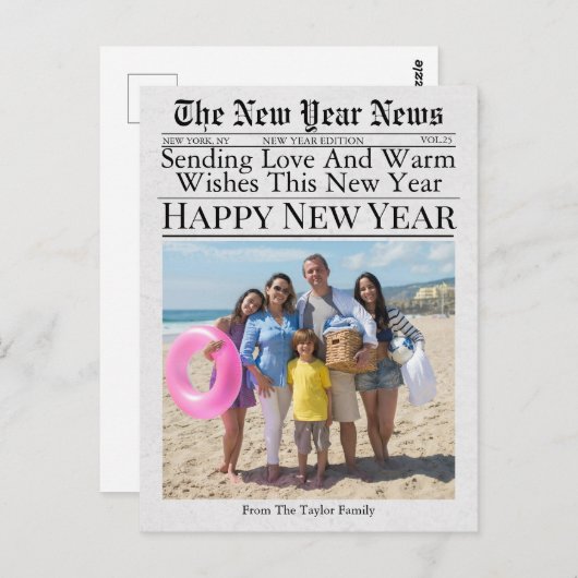 Zeitung Einzigartiger Spaß Foto Glück Neues Jahr 2 Postkarte (Vorne/Hinten)