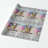 Zeitung Einzigartiger Spaß Foto glücklich Neues Ja Geschenkpapier (Ungerollt)