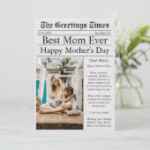 Zeitung Einzigartiger Spaß Foto Glücklicher Mutter Karte (Stehend Vorderseite)