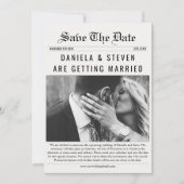 Zeitung Einzigartiges elegantes Foto Hochzeit Save The Date (Vorderseite)