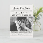Zeitung Einzigartiges elegantes Foto Hochzeit Save The Date (Stehend Vorderseite)