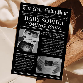 Zeitung Einzigartiges Foto Ästhetische Babydusche Einladung