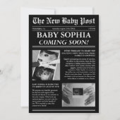 Zeitung Einzigartiges Foto Ästhetische Babydusche Einladung (Vorderseite)