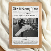Zeitung Einzigartiges Foto Hochzeit Dankeskarte