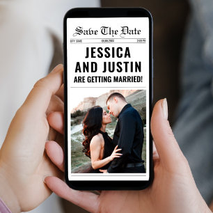 Zeitung Einzigartiges Foto Hochzeit Save The Date