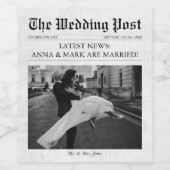 Zeitung Einzigartiges Foto Hochzeit Weinetikett (Einzelnes Label)