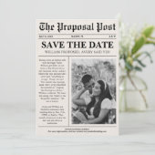 Zeitung Einzigartiges Foto Save the Date Einladung (Stehend Vorderseite)