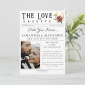 Zeitung Einzigartiges Foto Save the Date Hochzeit Einladung (Stehend Vorderseite)