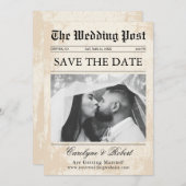 Zeitung Einzigartiges Foto Save the Date Hochzeit Einladung (Vorne/Hinten)