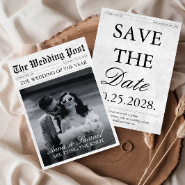 Zeitung Einzigartiges Foto Save the Date Hochzeit Einladung