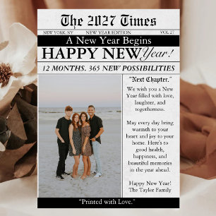 Zeitung Einzigartiges Spaß-Foto 2027 Frohes Neues Feiertagskarte