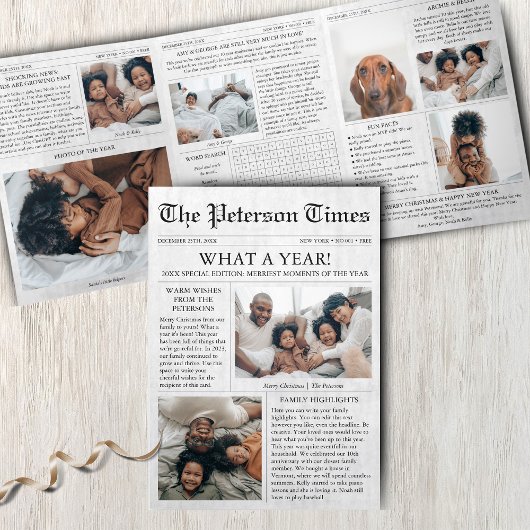 Zeitung Einzigartiges Weihnachten Was für ein Jahr Dreifach Gefaltete Urlaubskarte