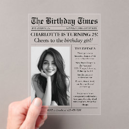 Zeitung Einziges Foto 25. Geburtstag Acryleinladungen