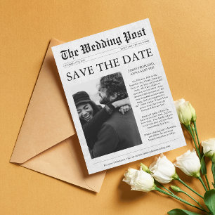 Zeitung Einziges Foto Funny Save the Date Magnet