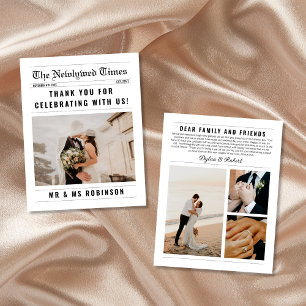 Zeitung Elegante Fotocollage Hochzeits-Dankeskarte Dankeskarte