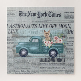 Zeitung Ephemera Yorkie und Teal Lastwagen Puzzle