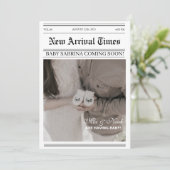 Zeitung Foto Babydusche Einladung (Stehend Vorderseite)