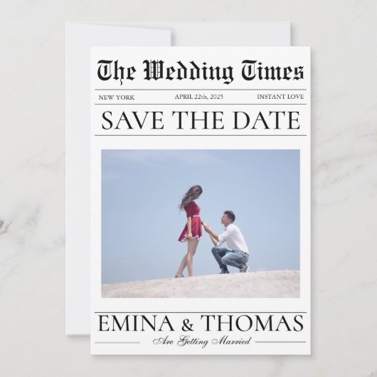 Zeitung Foto Hochzeit Save The Date (Vorderseite)