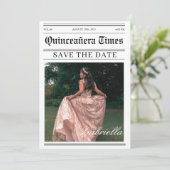 Zeitung Foto quinceañera Save The Date (Stehend Vorderseite)