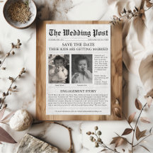 Zeitung Funny Unique Kids Save the Date Hochzeit