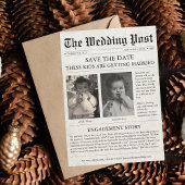 Zeitung Funny Unique Kids Save the Date Hochzeit Postkarte