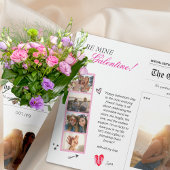 Zeitung Galentines Day Blume Bouquet Rotes Herz Geschenkpapier