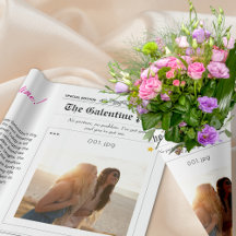 Zeitung Galentines Day Blumenstrauß Rotes Herz