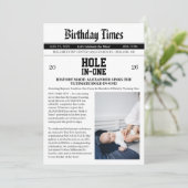 Zeitung Golf 1. Geburtstagsfeier Einladung (Stehend Vorderseite)