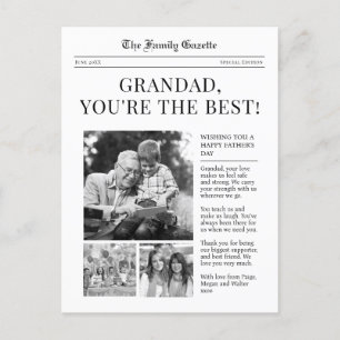 Zeitung Großvater Vatertag Gruß Postkarte