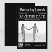 Zeitung Hochzeit 1 Foto QR-Code Save the Date (Vorne/Hinten)