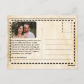 Zeitung Hochzeit Einzigartiges rustikales Elegant  Postkarte (Rückseite)