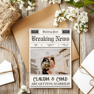 Zeitung Hochzeit im Vintage-Stil Einladung