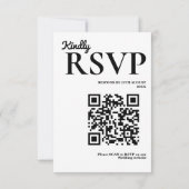 Zeitung Hochzeit Moderner Eleganter QR-Code RSVP Karte (Rückseite)