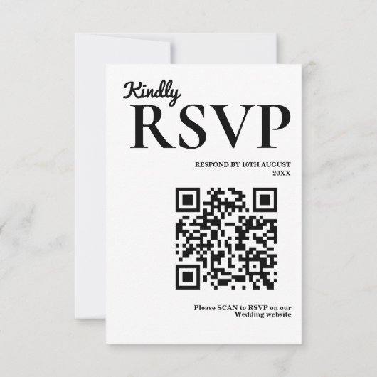 Zeitung Hochzeit Moderner Eleganter QR-Code RSVP Karte (Rückseite)
