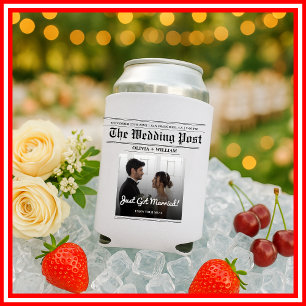 Zeitung Hochzeit Tischnummer Modern PHOTO Dosenkühler
