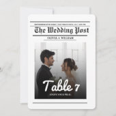 Zeitung Hochzeit Tischnummer Modernes FOTO (Vorderseite)