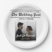 Zeitung Hochzeit Tischnummer Modernes FOTO Pappteller (Vorderseite)