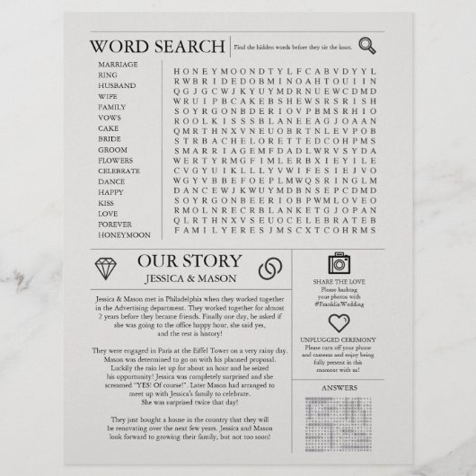 Zeitung Hochzeitsprogramm Einmalprogramme (Hinten)