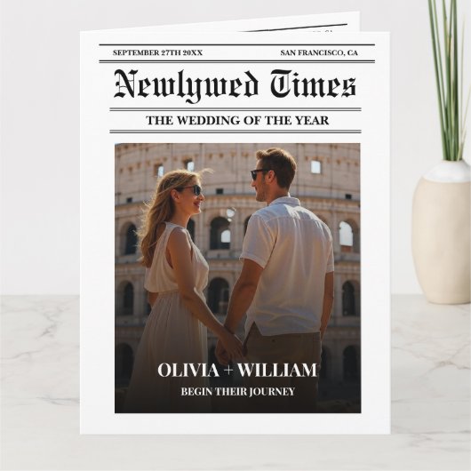 Zeitung Hochzeitsprogramm Moderne Hochzeitzeitzeit Karte (Vorderseite)