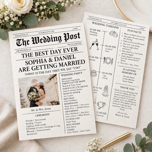 Zeitung Hochzeitsprogramm Zeitstrahl Fächer
