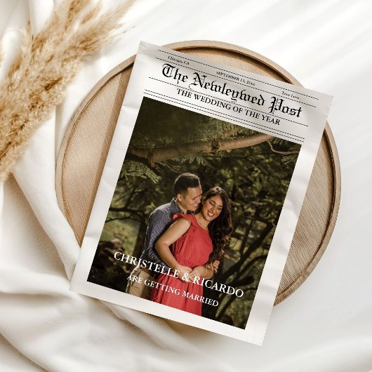 Zeitung Hochzeitzeitzeitschrift und Infografik zum Einladung