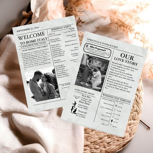 Zeitung Hochzeitzeitzeitschrift und Infografik zum Einladung