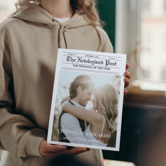 Zeitung Hochzeitzeitzeitschrift und Infografik zum Karte